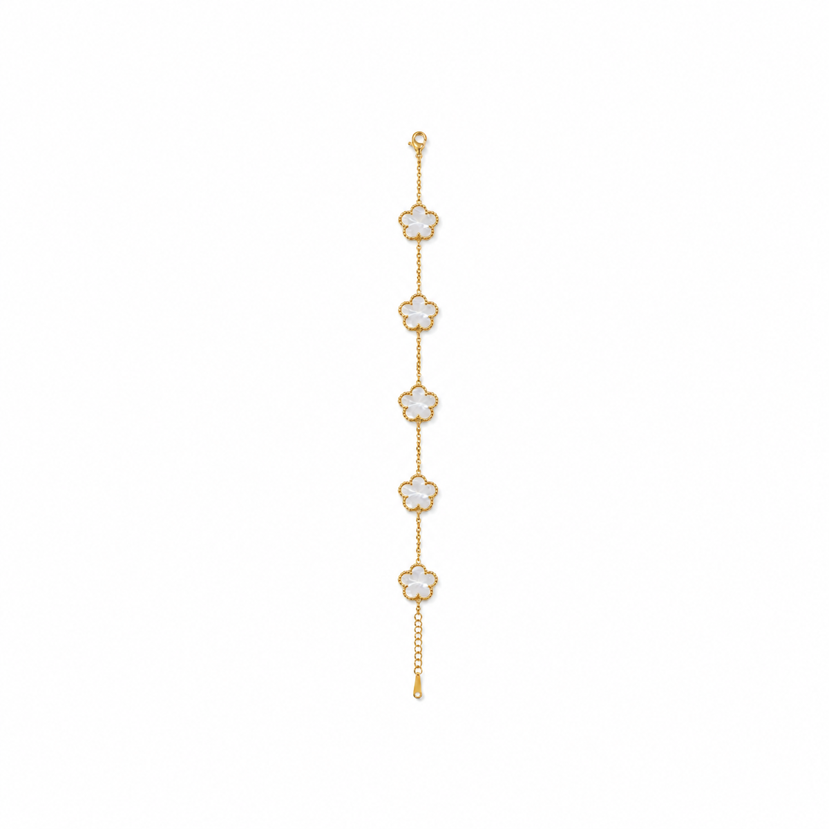 14k Gold Plated Mother-of-Pearl Flower Bracelet