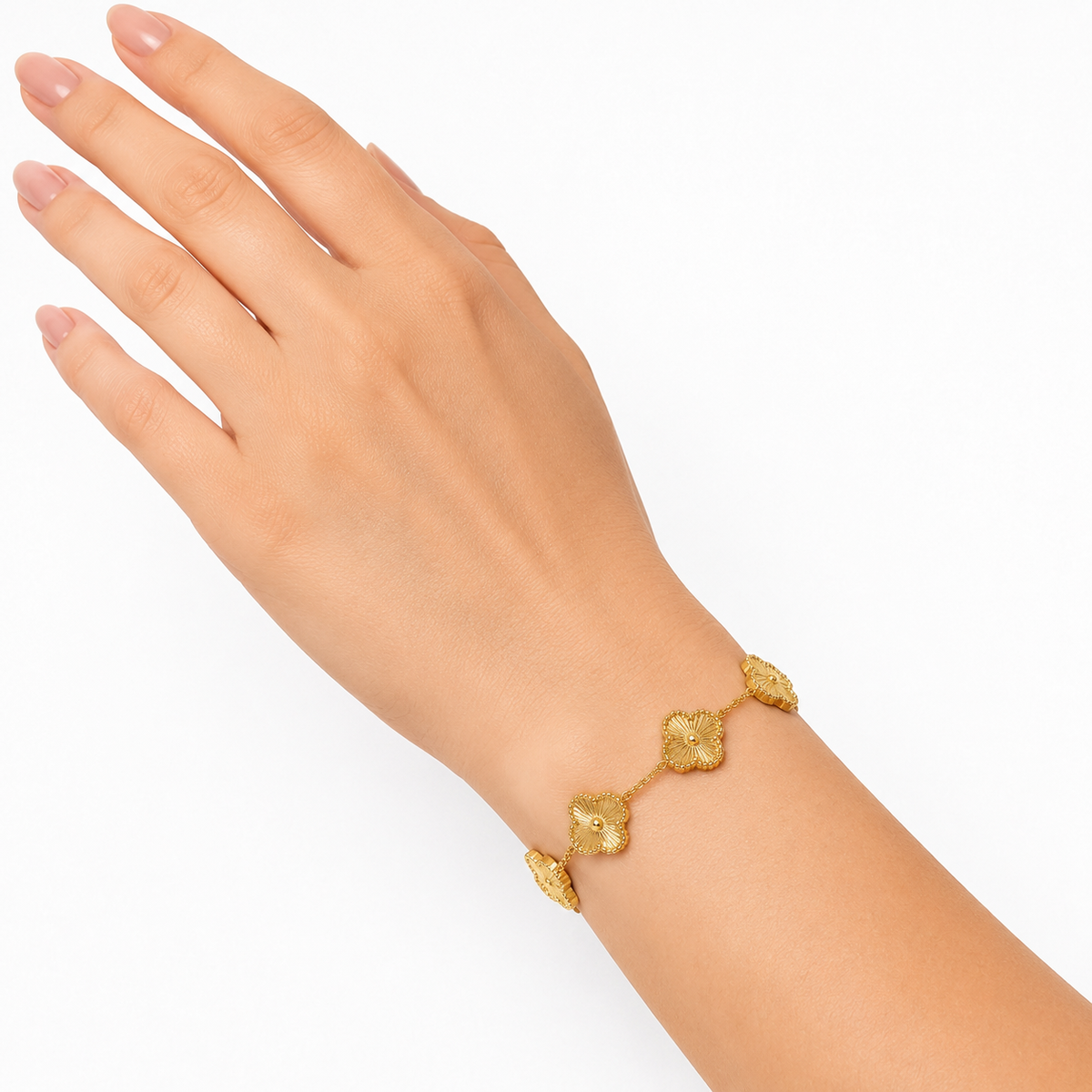 14K Gold Plated Stainless Steel Clover Bracelet