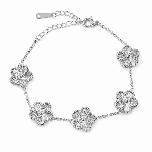 14K Gold Plated Stainless Steel Floral Bracelet