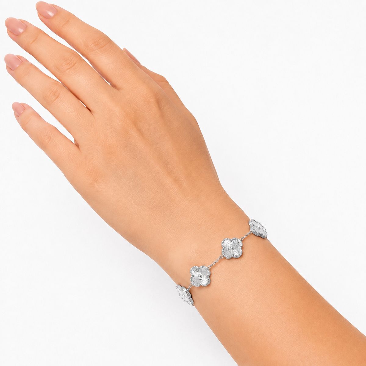 14K Gold Plated Stainless Steel Floral Bracelet