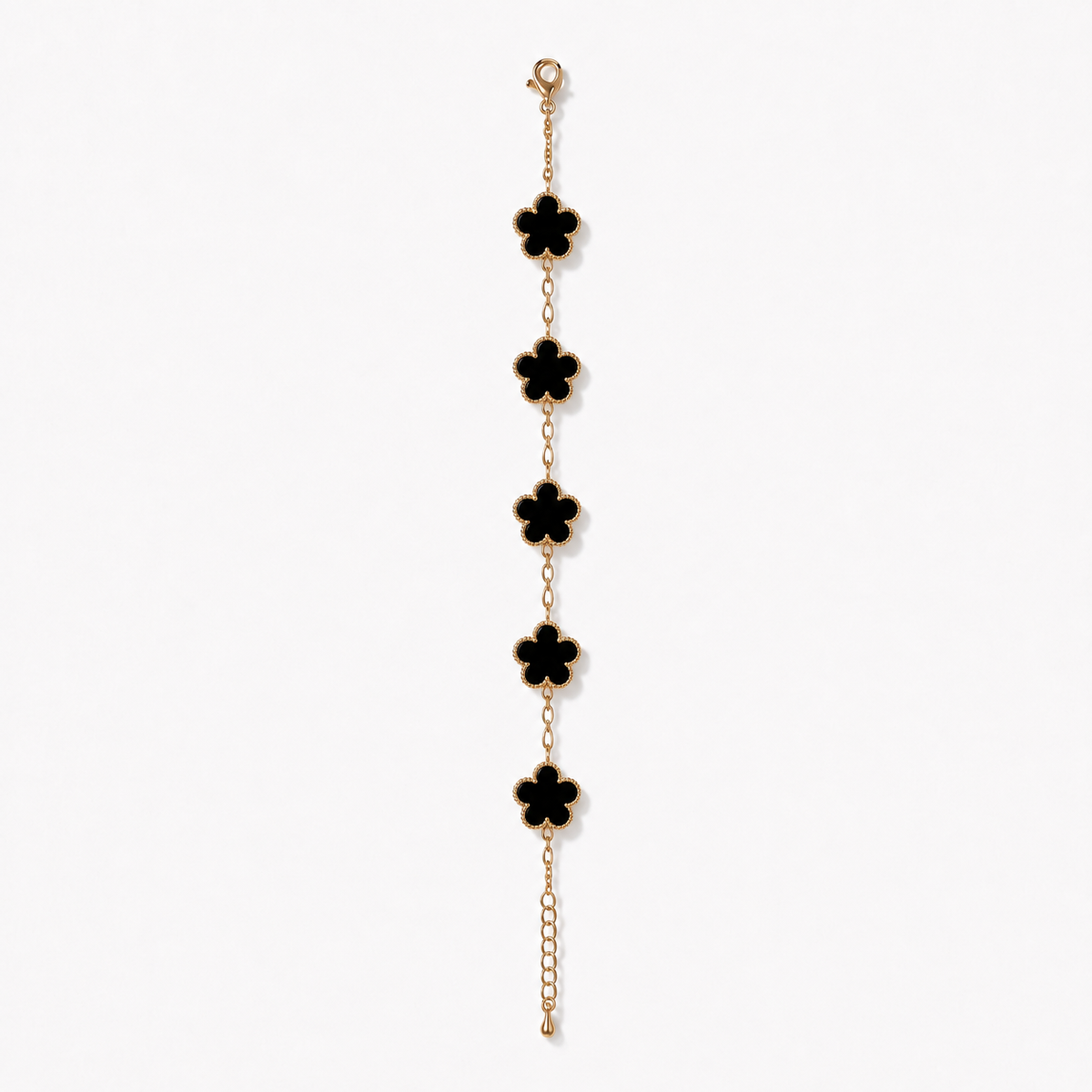 18K Gold Plated Black Flower Bracelet