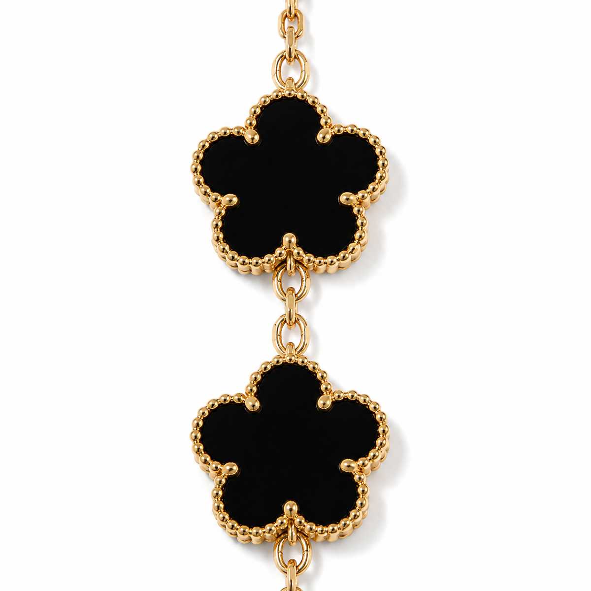 18K Gold Plated Black Flower Bracelet