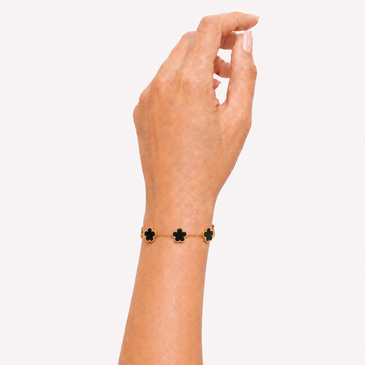 18K Gold Plated Black Flower Bracelet
