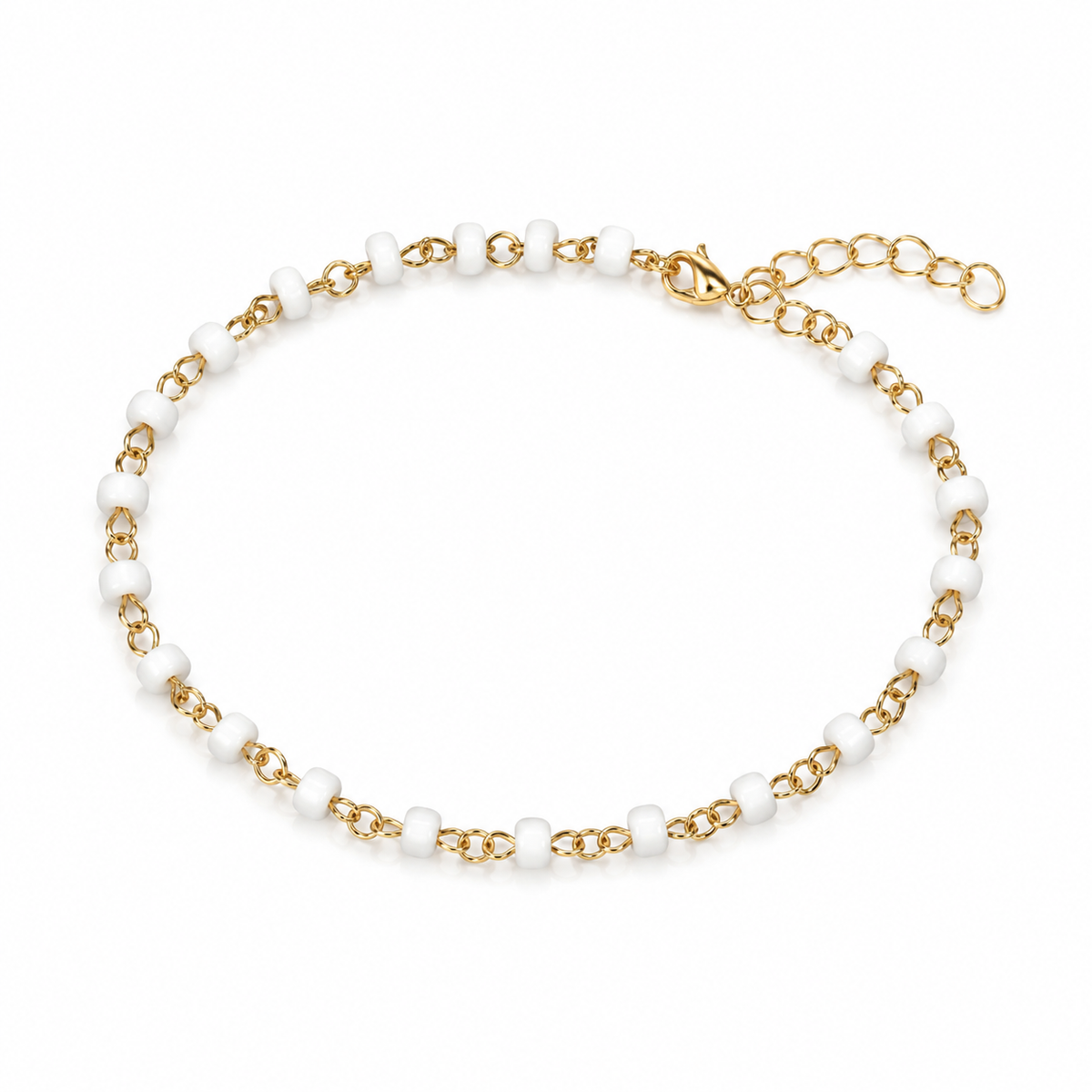Gold-Tone White Beaded Bracelet Set