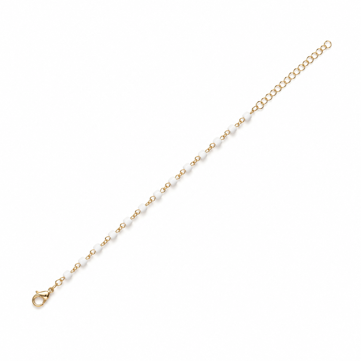 Gold-Tone White Beaded Bracelet Set