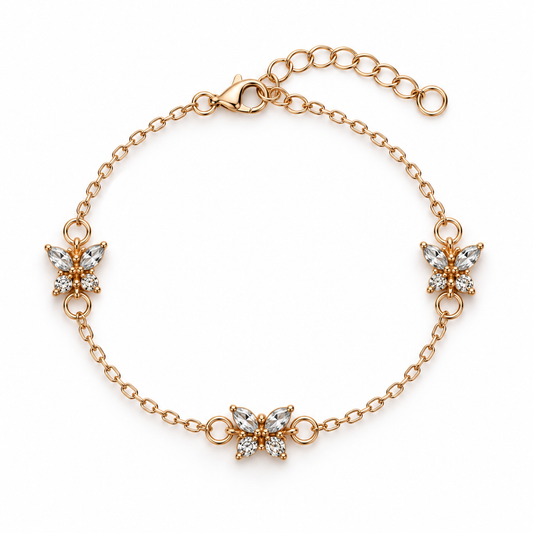Rose-Gold Crystal Butterfly Bracelet
