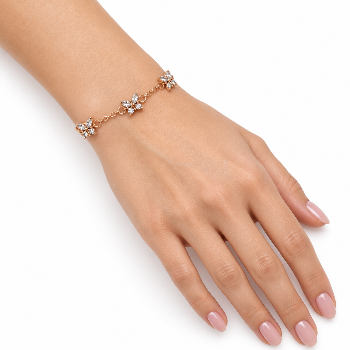 Rose-Gold Crystal Butterfly Bracelet