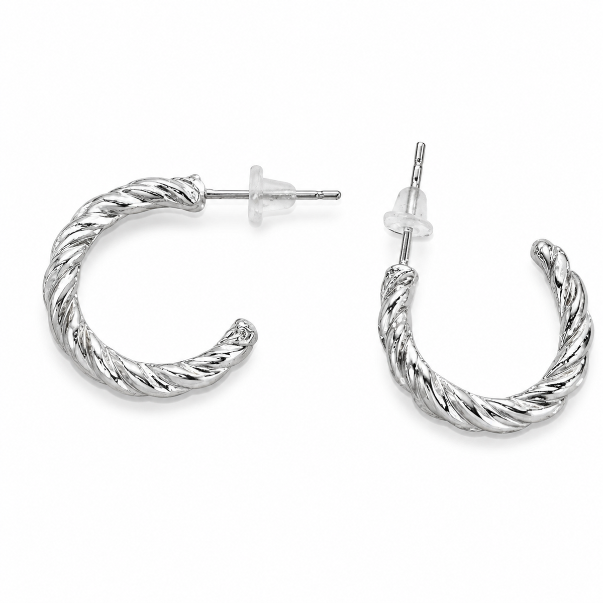 Silver-Tone Twisted Hoop Earrings