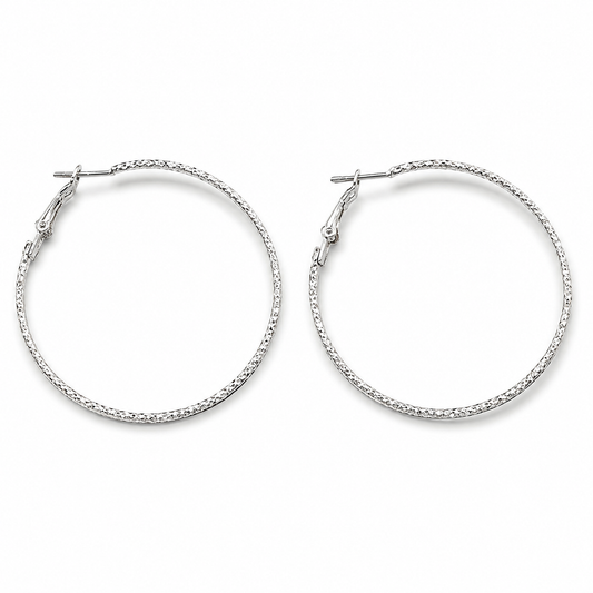 Silver-Tone Textured Hoop Earrings