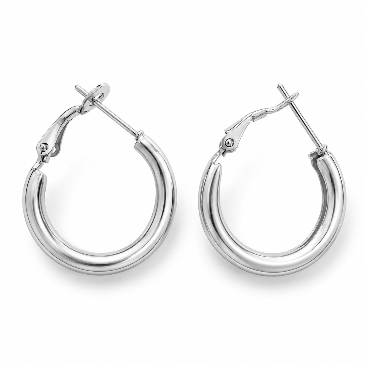 Silver-Tone Polished Hoop Earrings