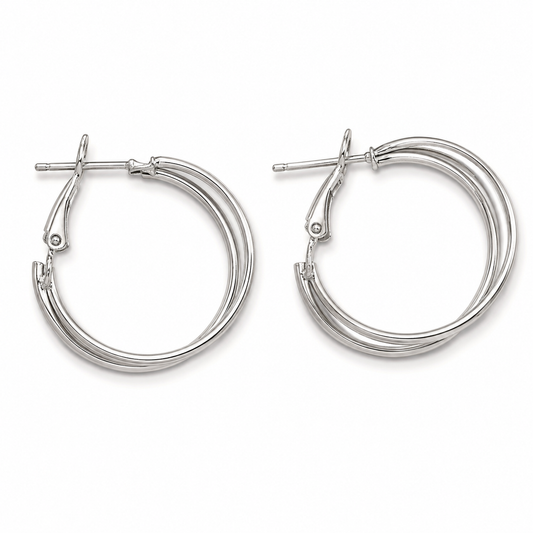 Silver-Tone Triple Hoop Earrings