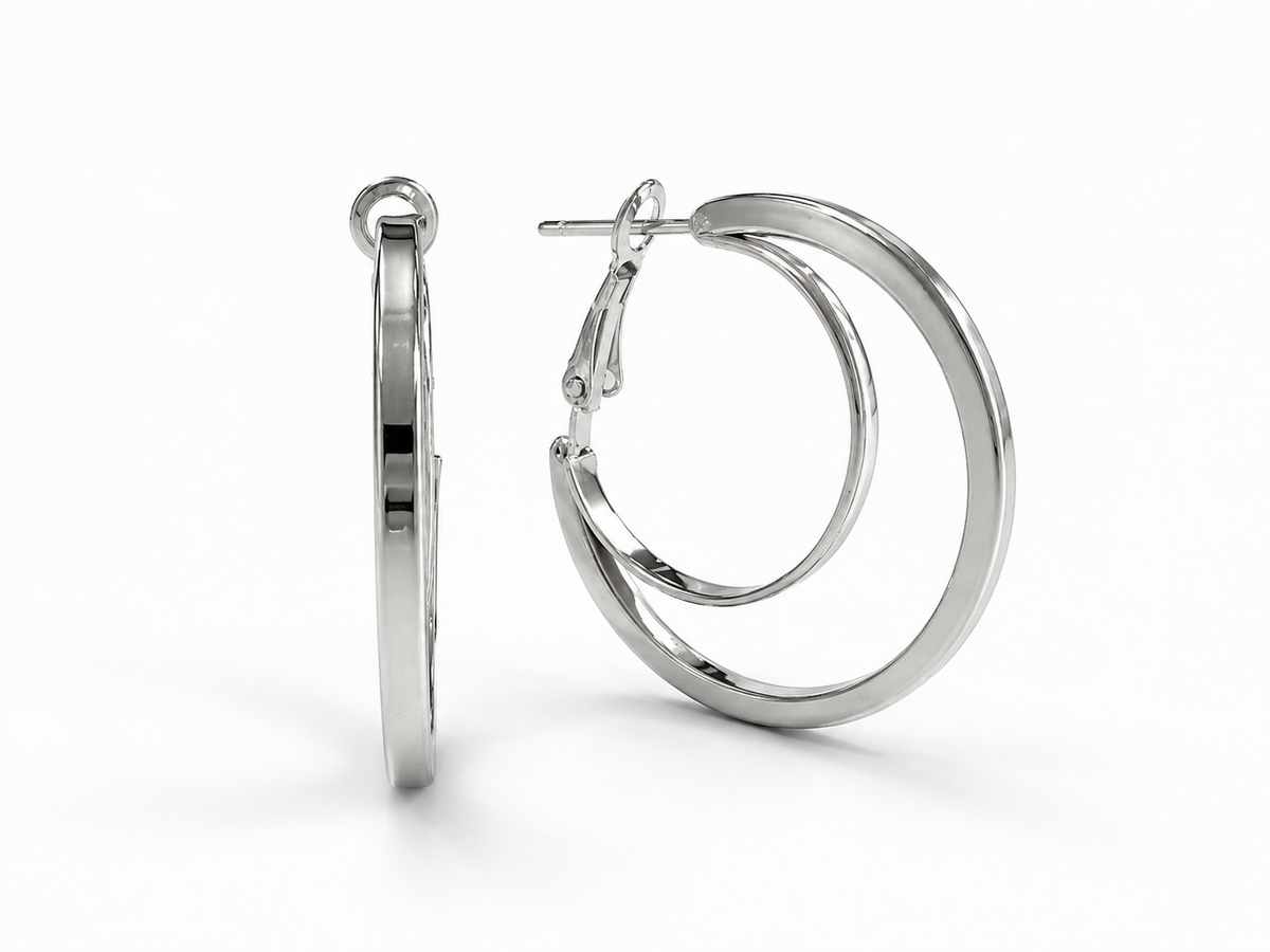 Silver-Tone Double Hoop Earrings