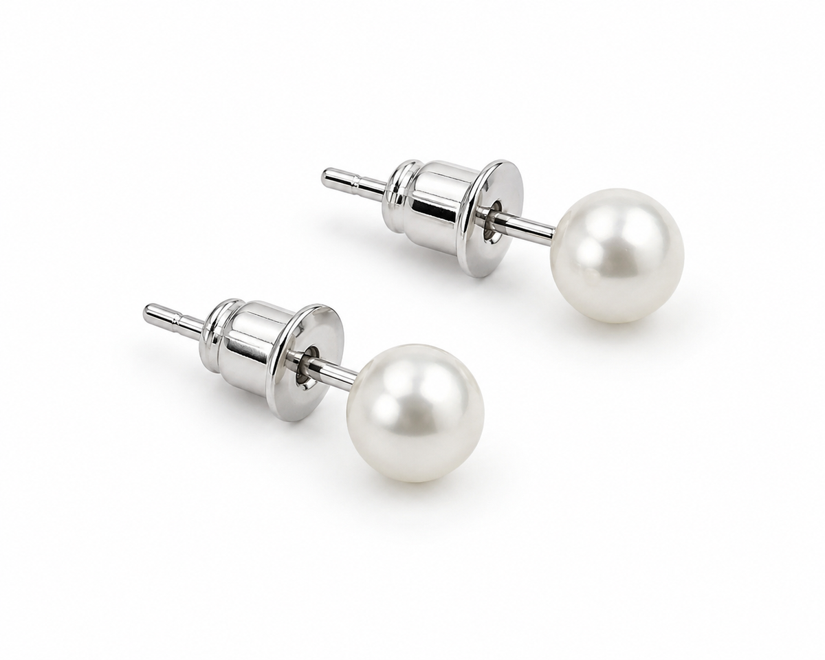 Silver-Tone Textured Ball & Pearl Stud Earring Set – 2 Pairs