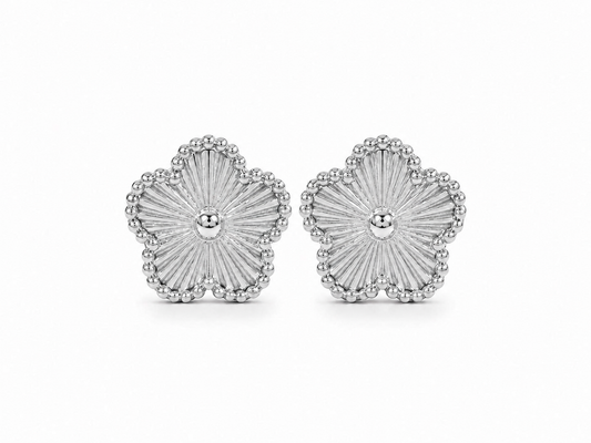 14K Gold Plated Stainless Steel Floral Stud Earrings