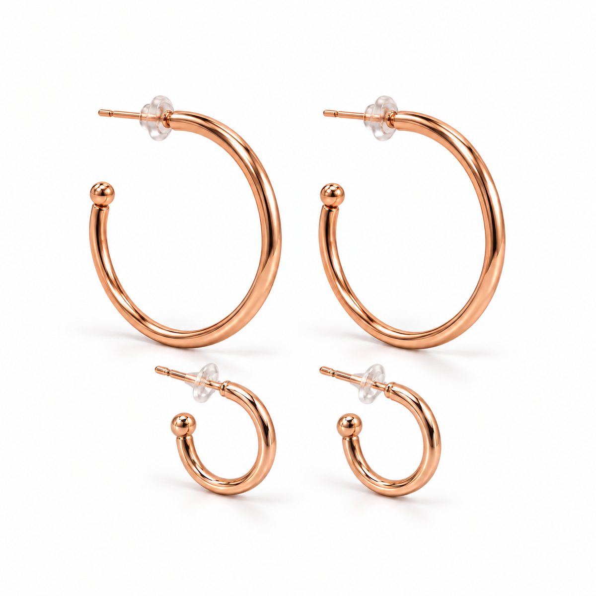 Rose-Gold-Tone Hoop Earring Set