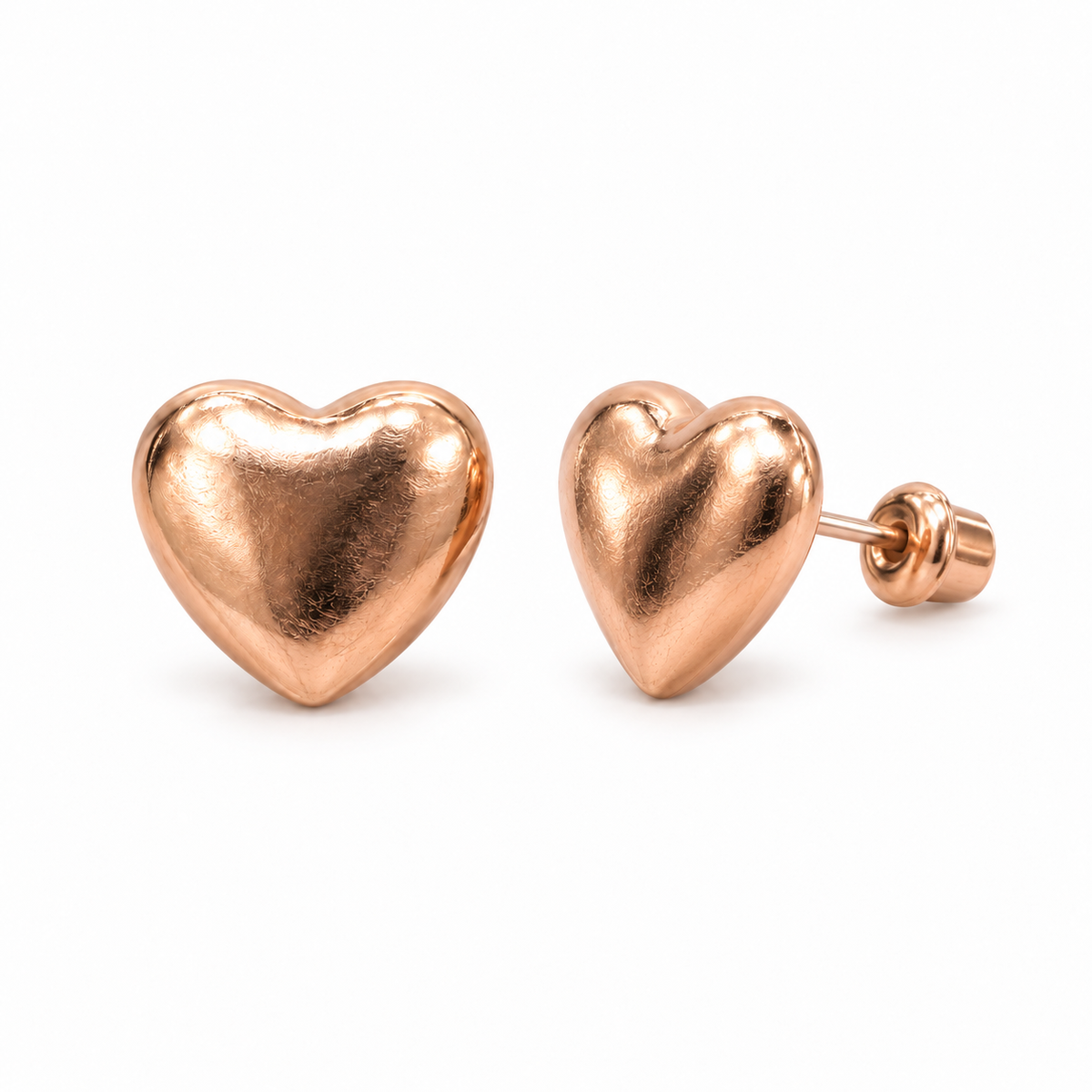 Rose-Gold Heart and Crystal Stud Earring Set