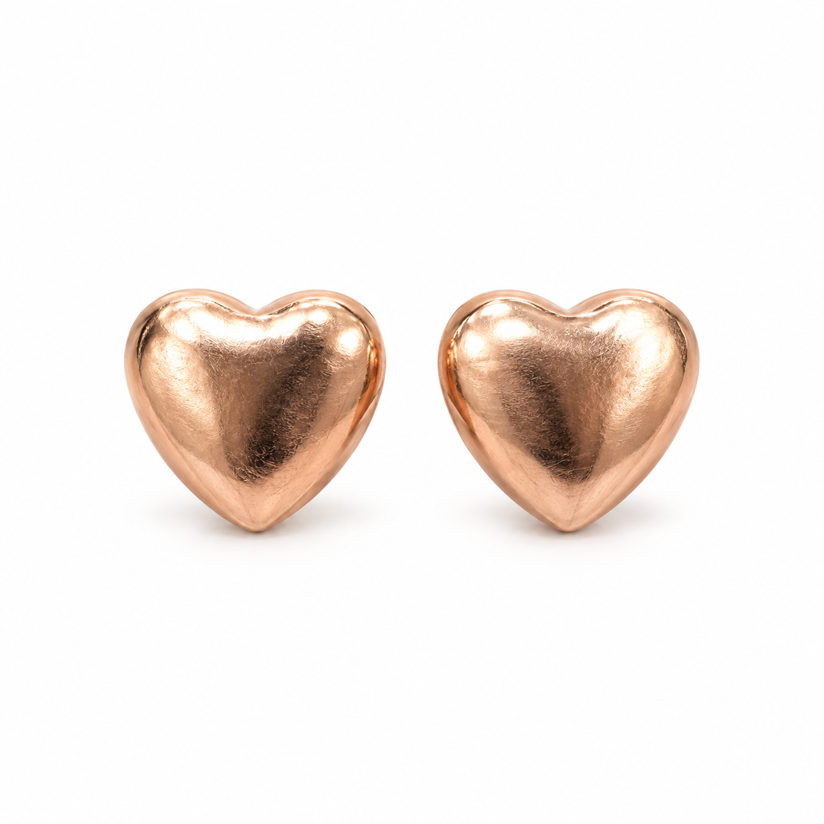 Rose-Gold Heart and Crystal Stud Earring Set