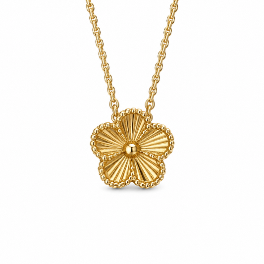 14K Gold Plated Stainless Steel Clover Pendant Necklace