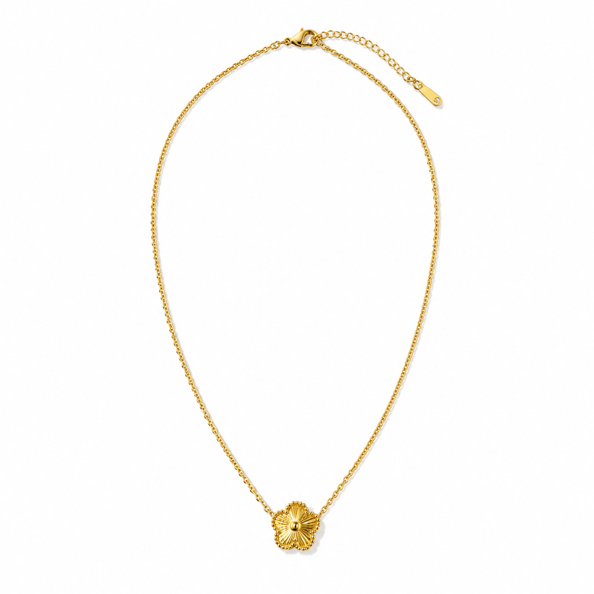14K Gold Plated Stainless Steel Clover Pendant Necklace