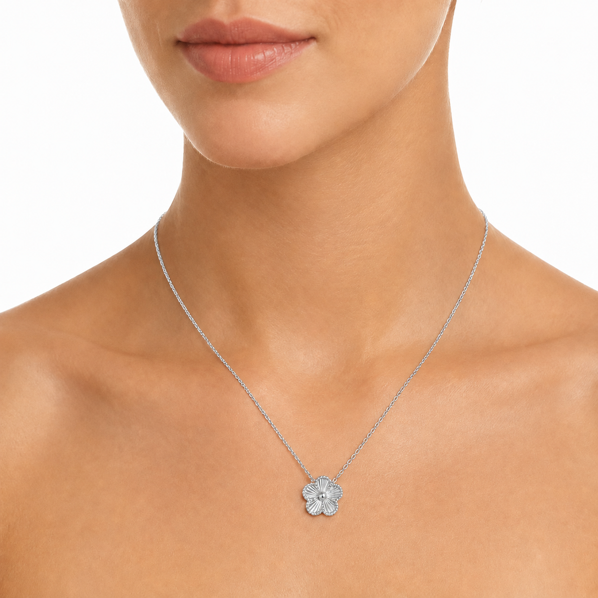 14K Gold Plated Stainless Steel Floral Pendant Necklace