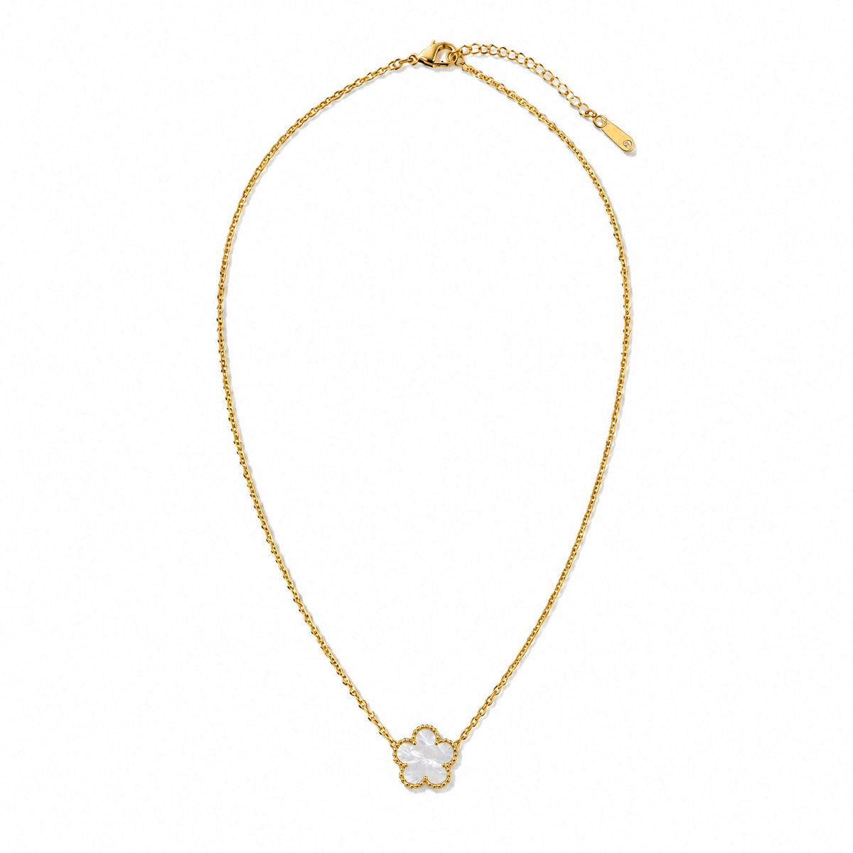 14k Gold Plated Mother-of-Pearl Flower Necklace