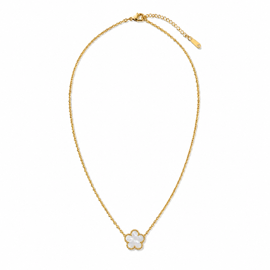 14k Gold Plated Mother-of-Pearl Flower Necklace