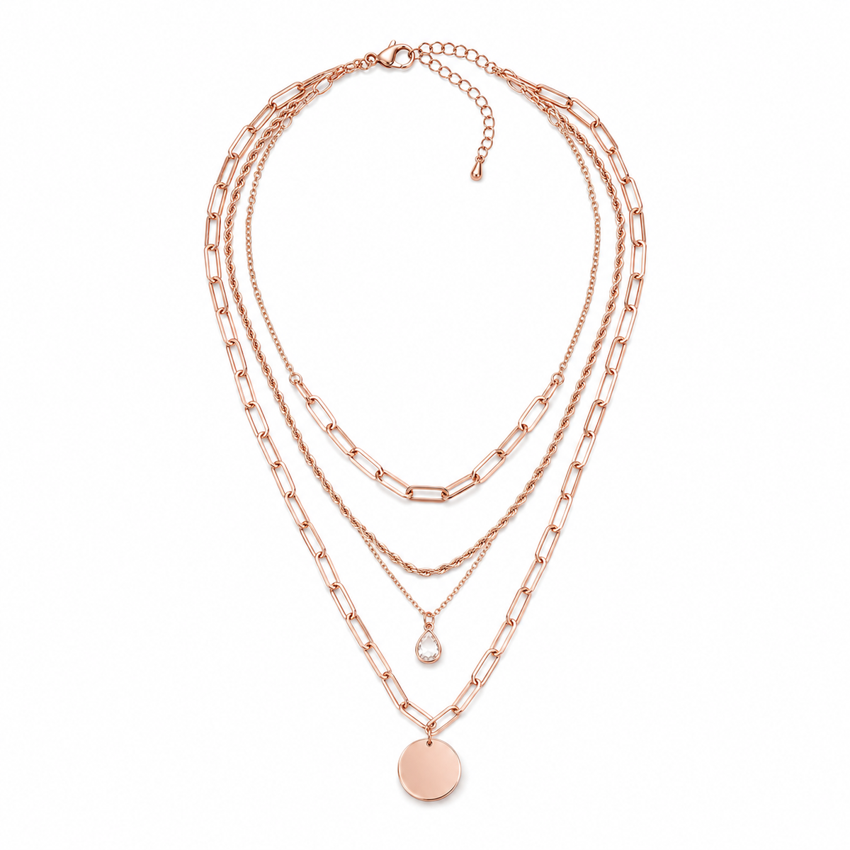 Rose-Gold Four-Layer Pendant Necklace