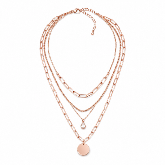 Rose-Gold Four-Layer Pendant Necklace