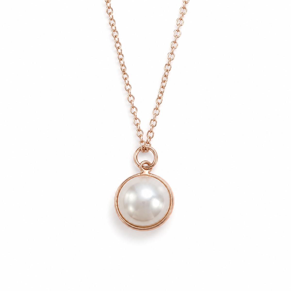 Rose-Gold Layered Pearl & Coin Pendant Necklace