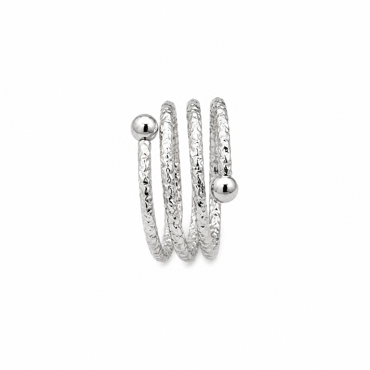 Silver-Tone Textured Spiral Ring