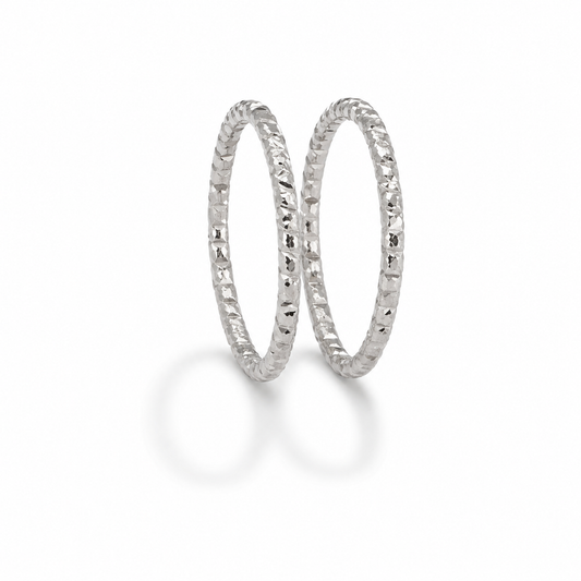 Silver-Tone Textured Wrap Ring Set – 2 Separate Rings
