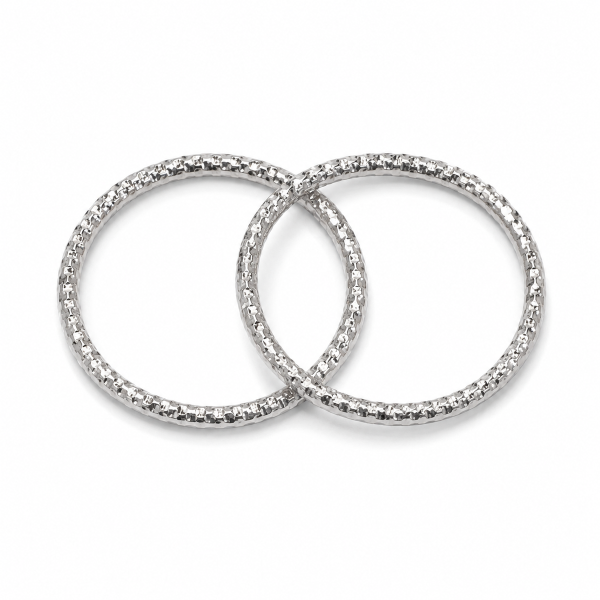 Silver-Tone Textured Wrap Ring Set – 2 Separate Rings