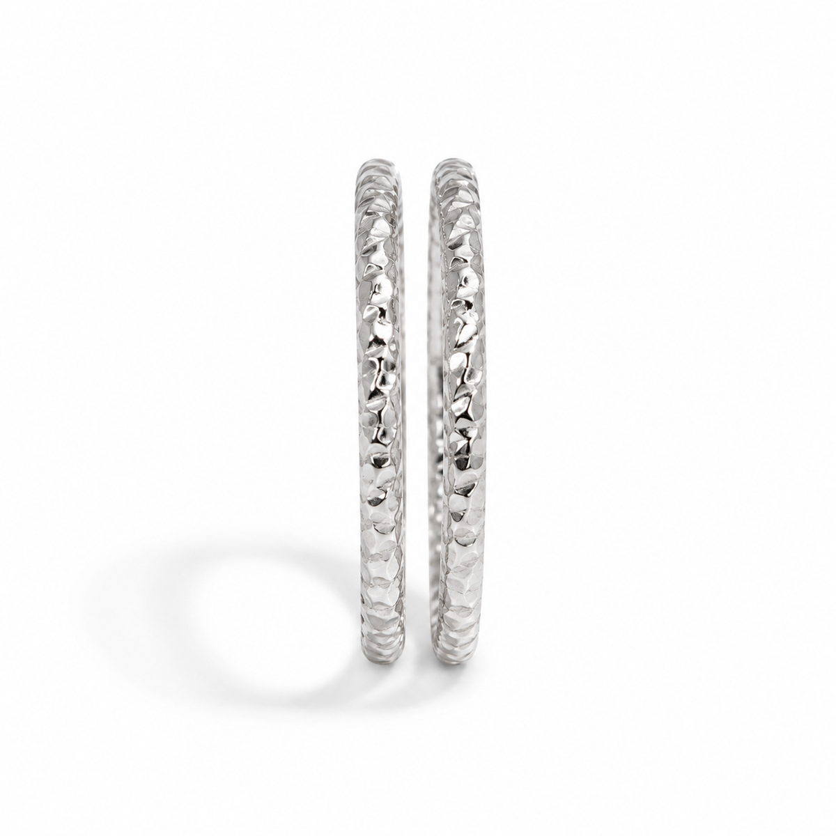 Silver-Tone Textured Wrap Ring Set – 2 Separate Rings