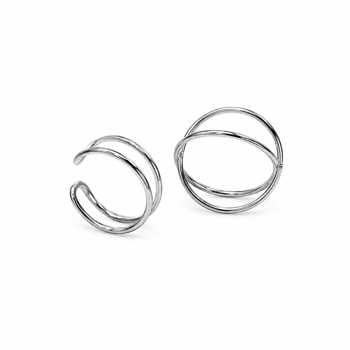 Silver-Tone Two-Ring Set
