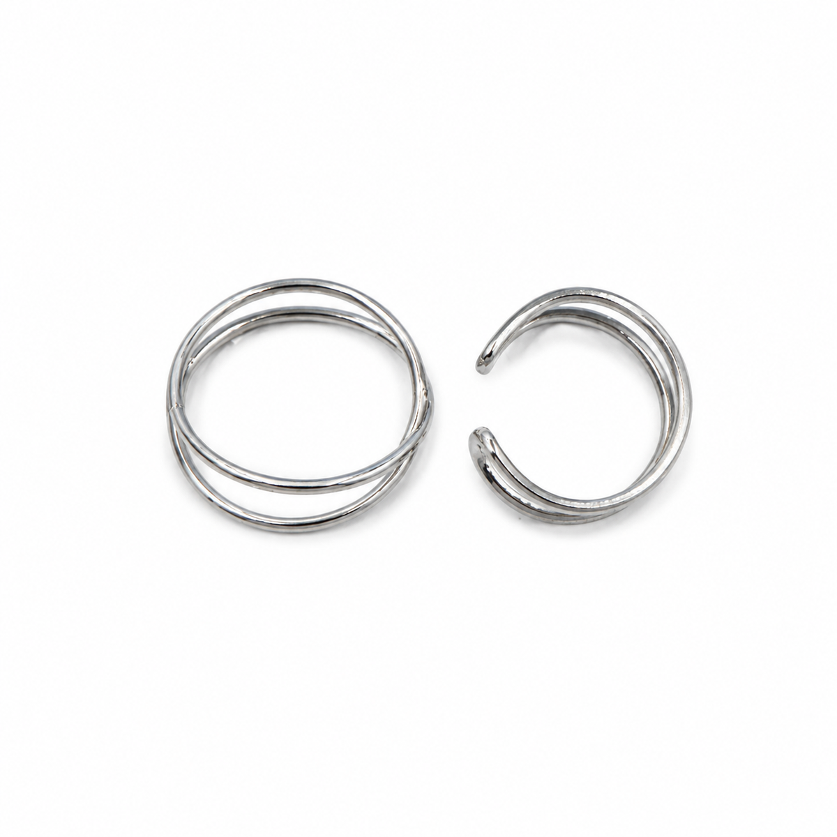Silver-Tone Two-Ring Set
