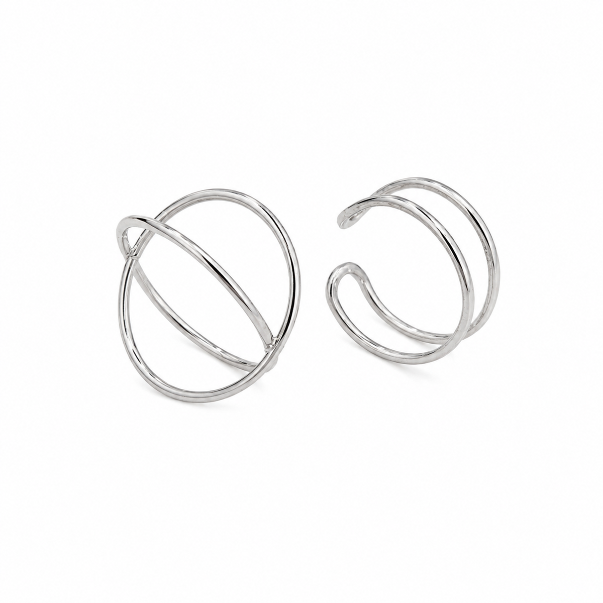 Silver-Tone Two-Ring Set