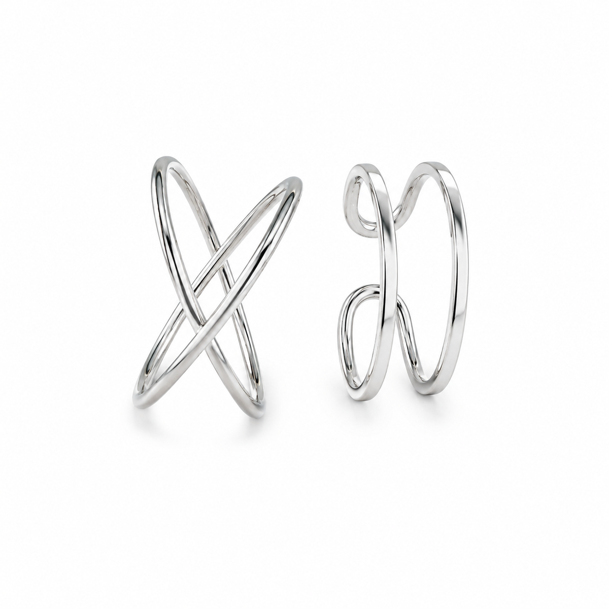 Silver-Tone Two-Ring Set