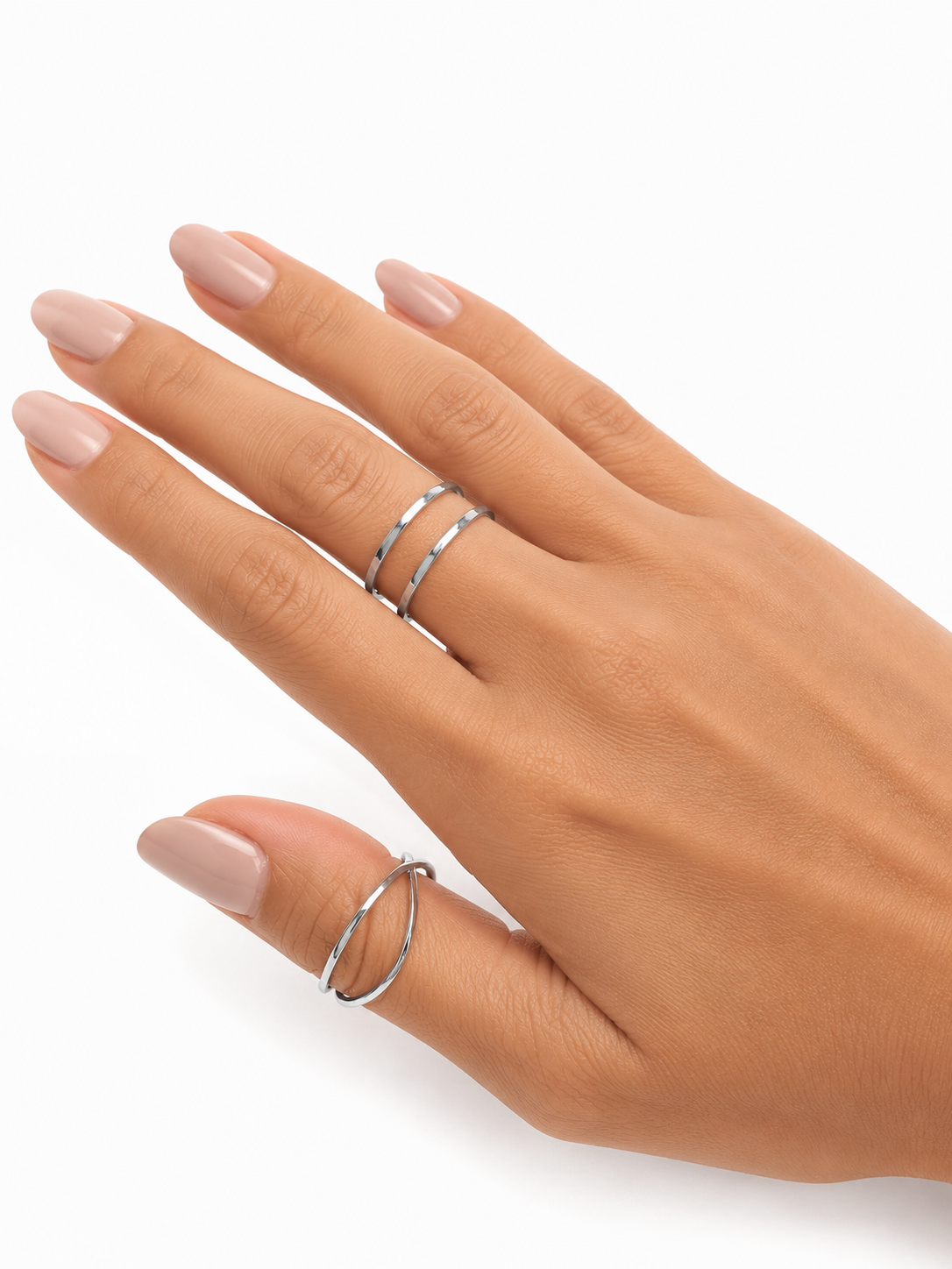 Silver-Tone Two-Ring Set