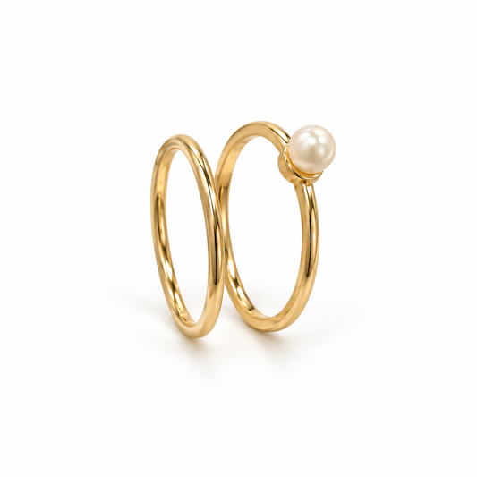 Gold-Tone Pearl Stacking Ring Set