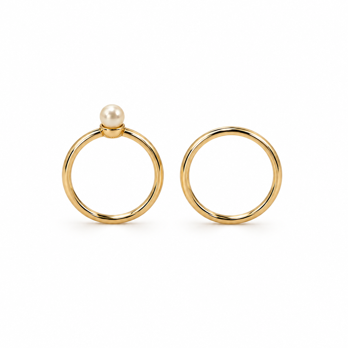 Gold-Tone Pearl Stacking Ring Set