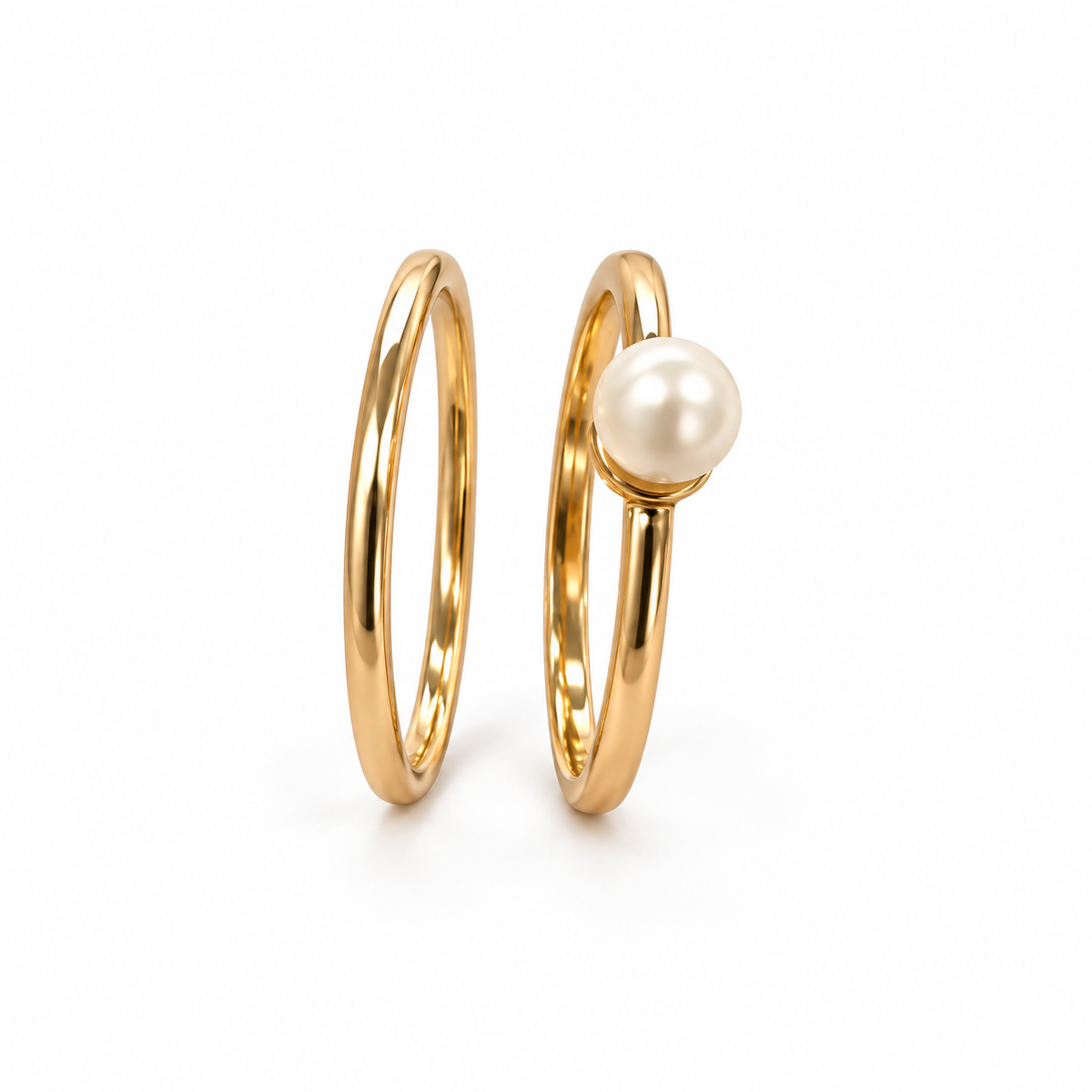 Gold-Tone Pearl Stacking Ring Set