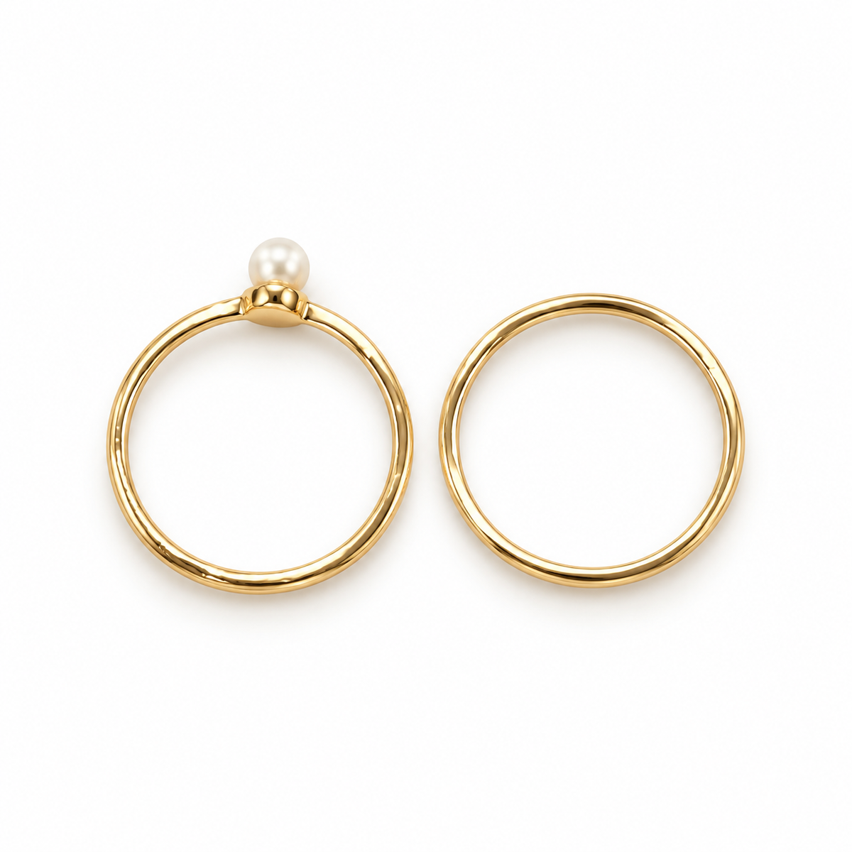 Gold-Tone Pearl Stacking Ring Set