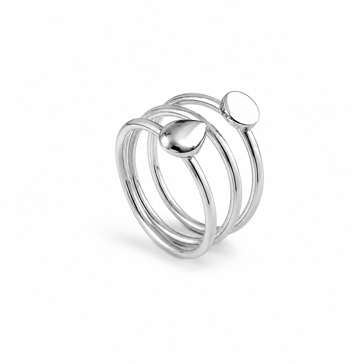 Silver-Tone Triple-Band Accent Ring