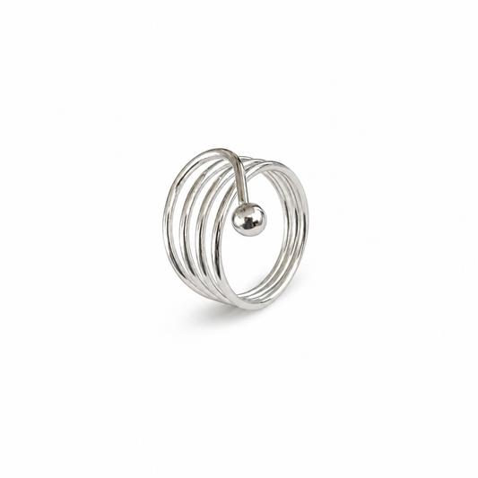Silver-Tone Multi-Band Wrap Ring