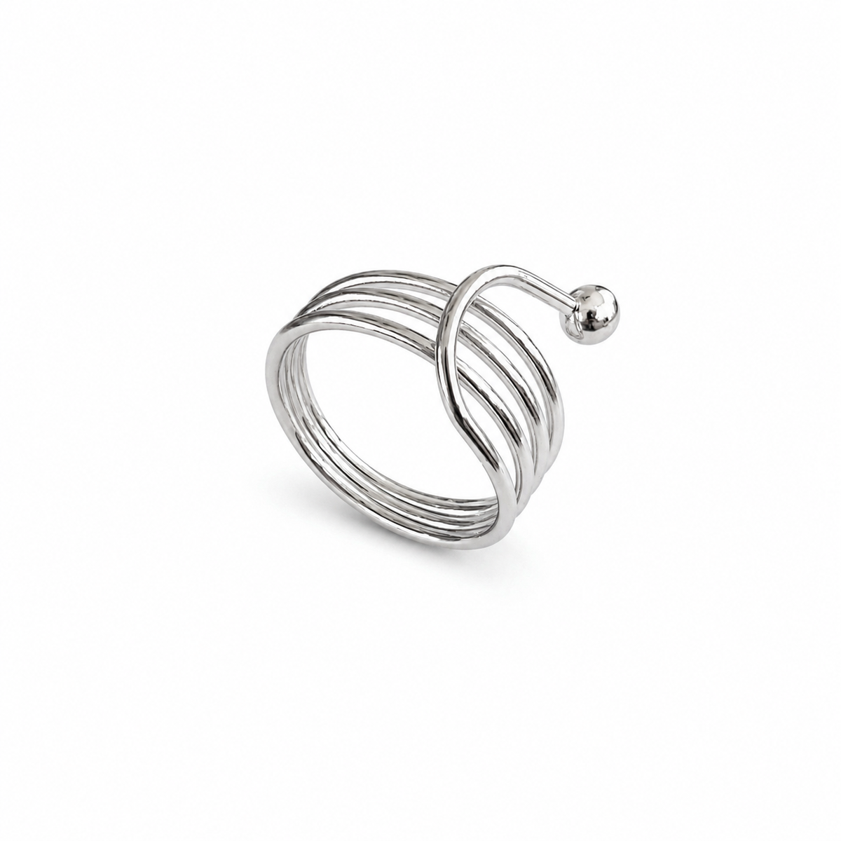 Silver-Tone Multi-Band Wrap Ring