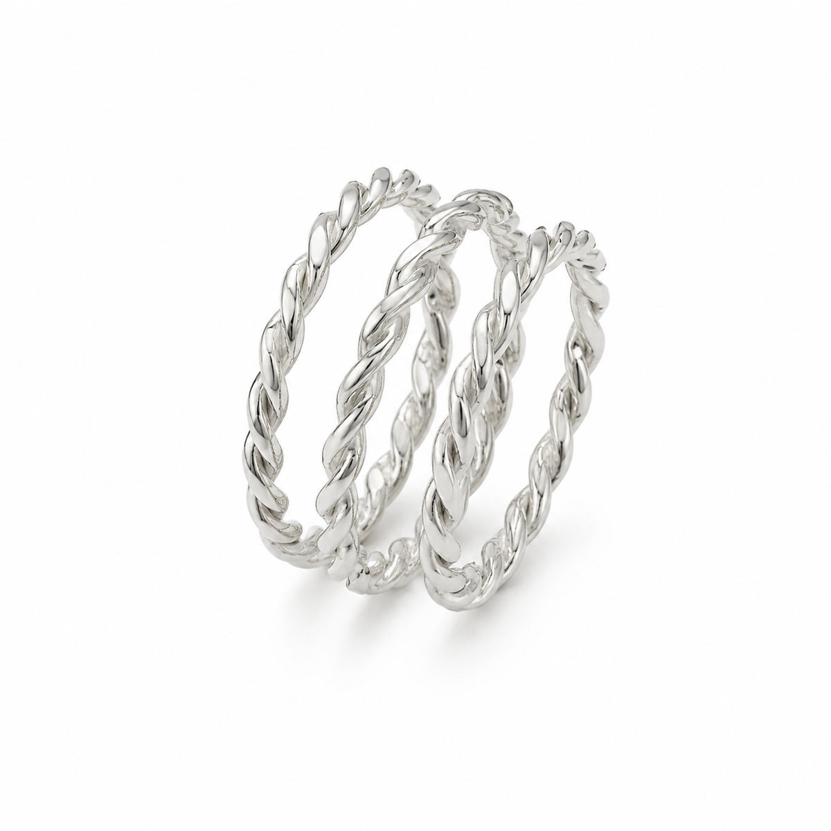 Silver-Tone Triple Rope Ring