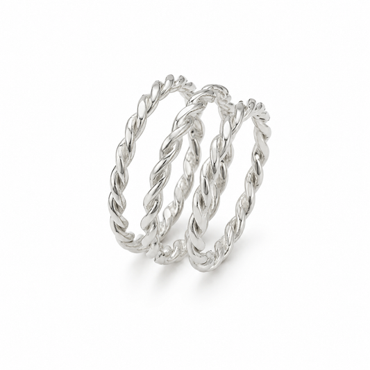 Silver-Tone Triple Rope Ring