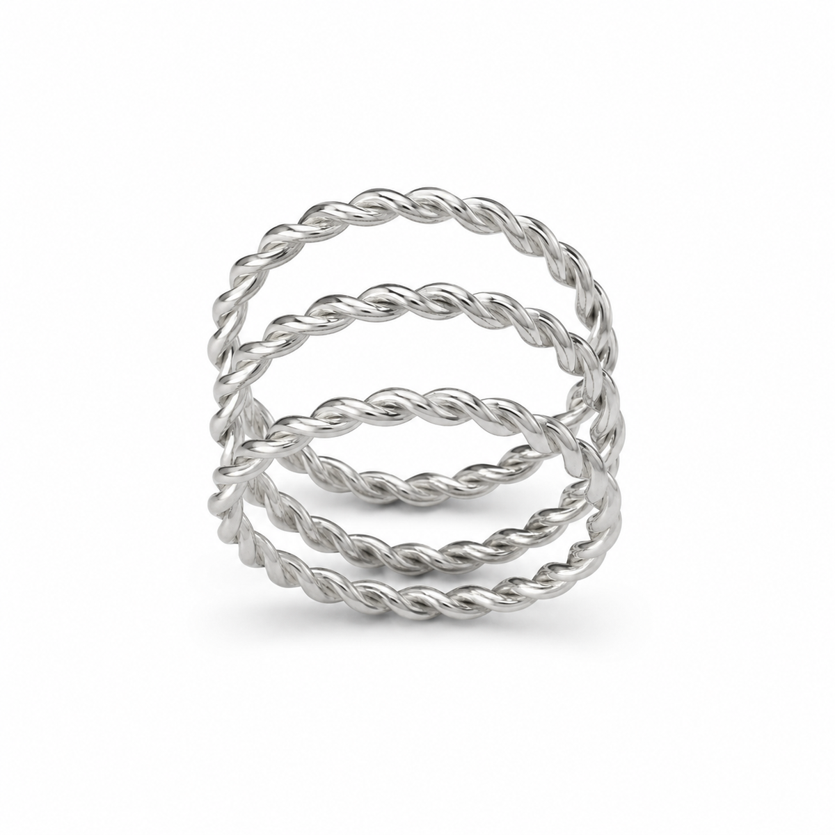 Silver-Tone Triple Rope Ring