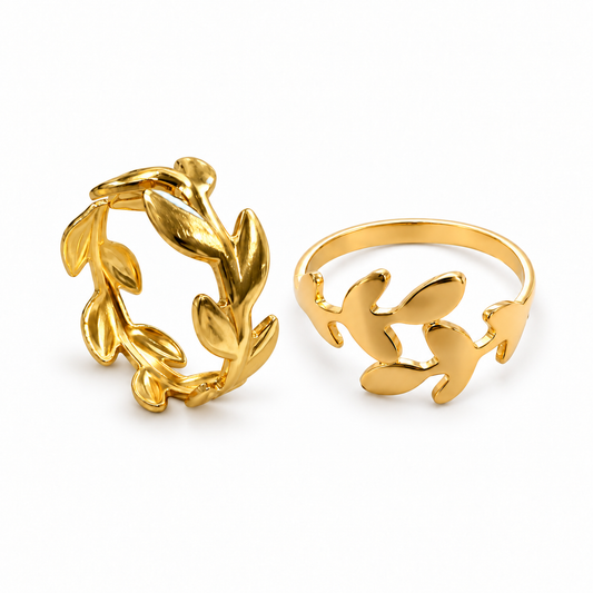 Gold-Tone Nature-Inspired Ring Set