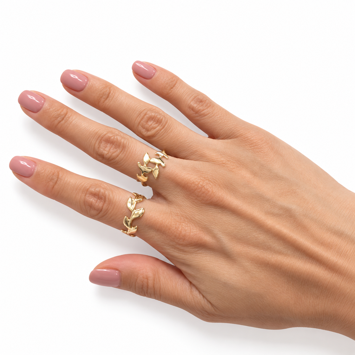Gold-Tone Nature-Inspired Ring Set